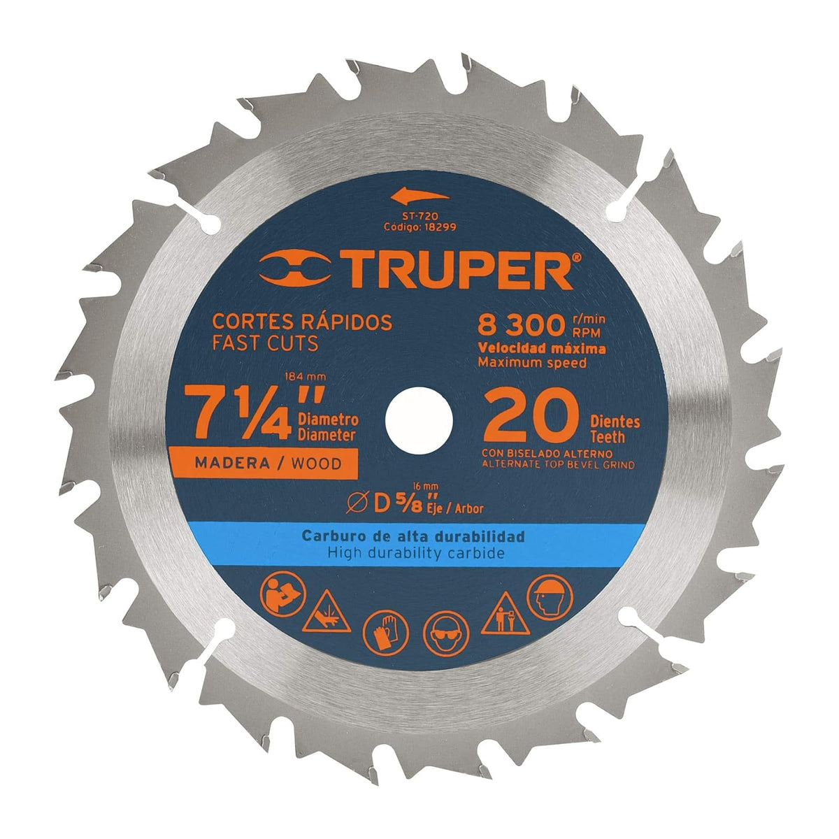 Truper Disco para Sierra Circular, Madera 7-1/4" - 20 dpp