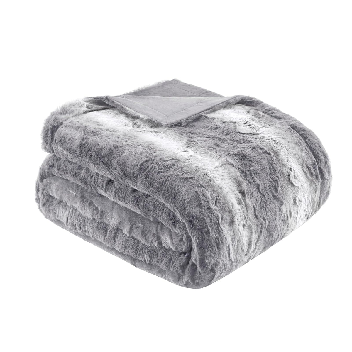 Madison Park Zuri Manta Decorativa de Piel Sintética 60 x 70 Pulgadas - 60x70" - Gris