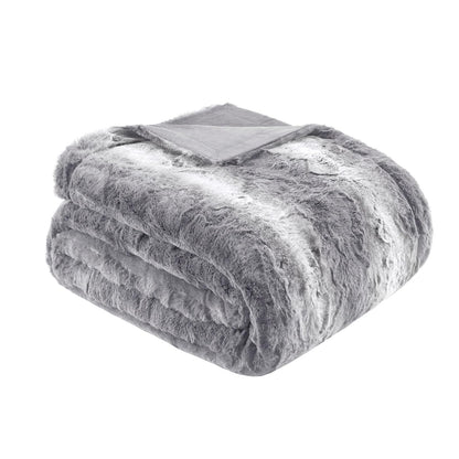 Madison Park Zuri Manta Decorativa de Piel Sintética 60 x 70 Pulgadas - 60x70" - Gris