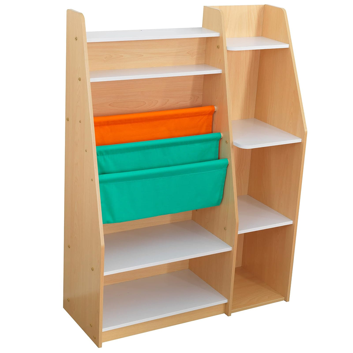 KidKraft - Estantería de Madera de Bolsillo con eslingas y estantes, Muebles para niños, Natural