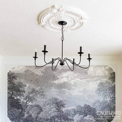 ekena millwork OD Ática con rosas de 26 pulgadas techo medallón, Entero, Gris