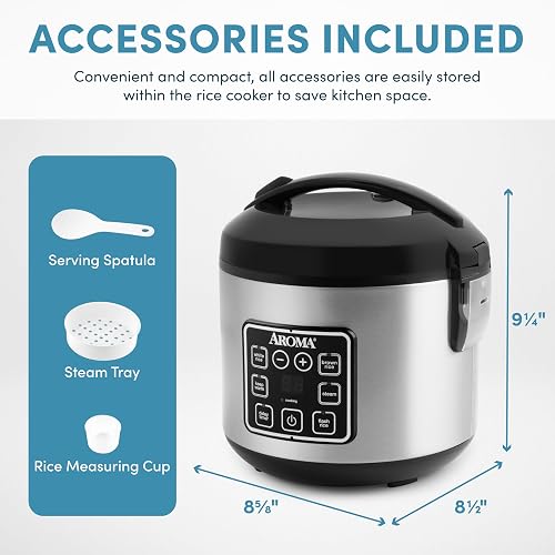 Aroma Housewares ARC-914SBD Digital Cool-Touch Rice Cooker and Food Steamer with Stainless Steel Exterior, Silver