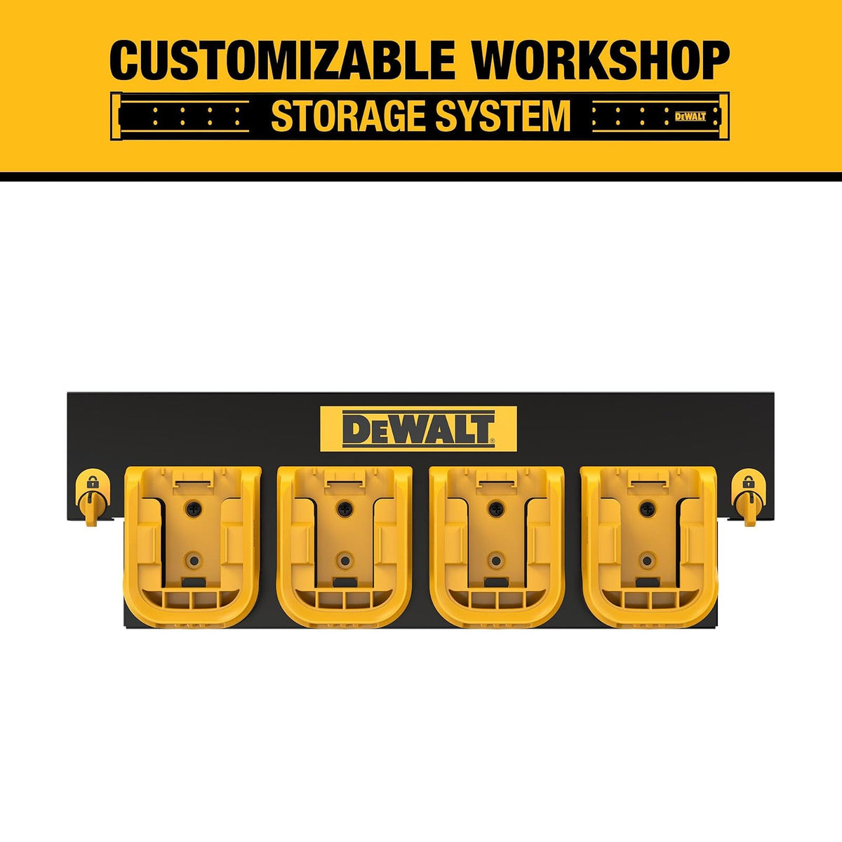 DEWALT - Organizador de batería con capacidad para hasta 4 baterías, riel de montaje, sistema de almacenamiento de taller compatible (DWST82819)