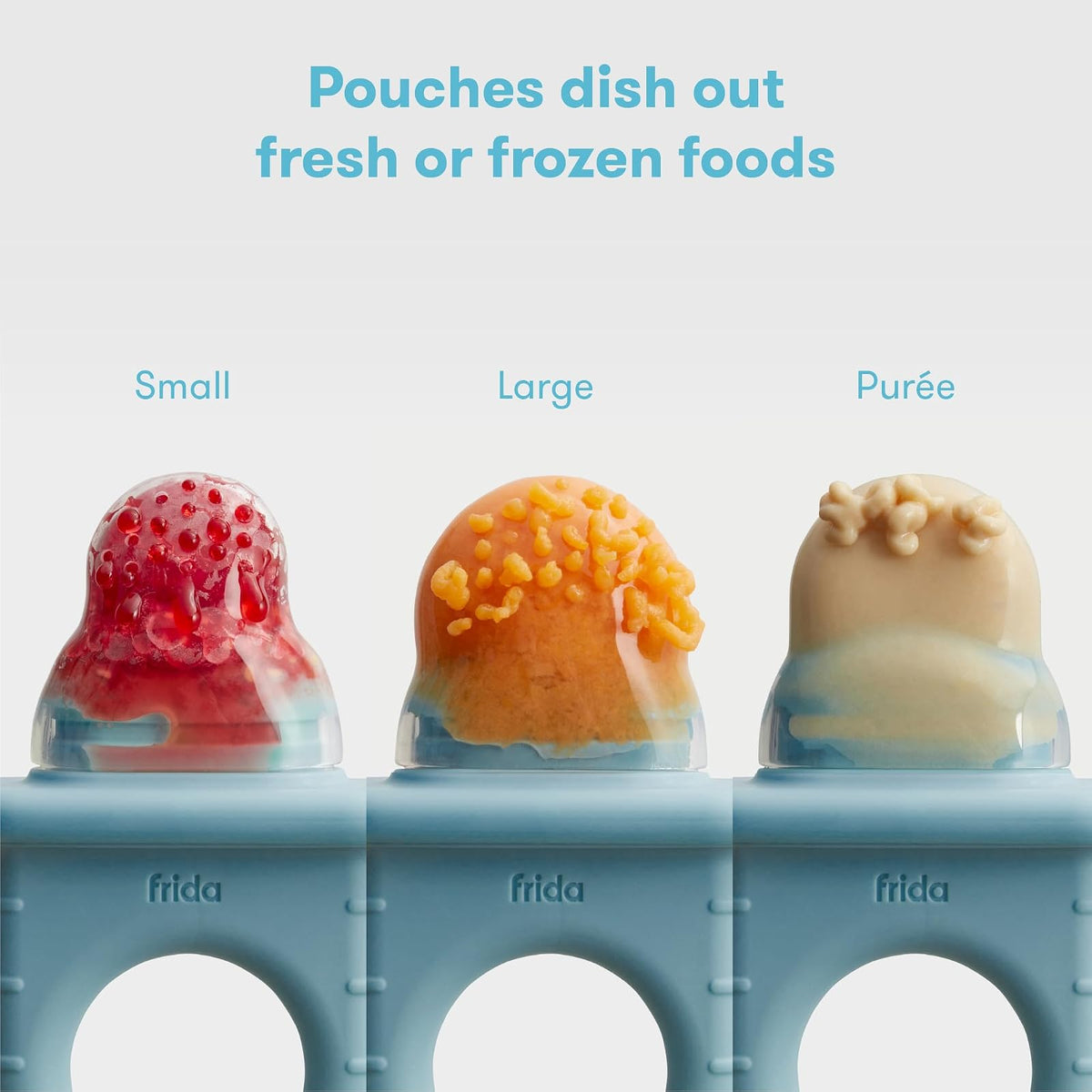 Frida Baby Push Pop - Alimentador para Frutas para bebés para presentar Alimentos nuevos, Frescos y congelados, Silicona, última intervención de BPA, Apto para lavaplatos | 3 Unidades