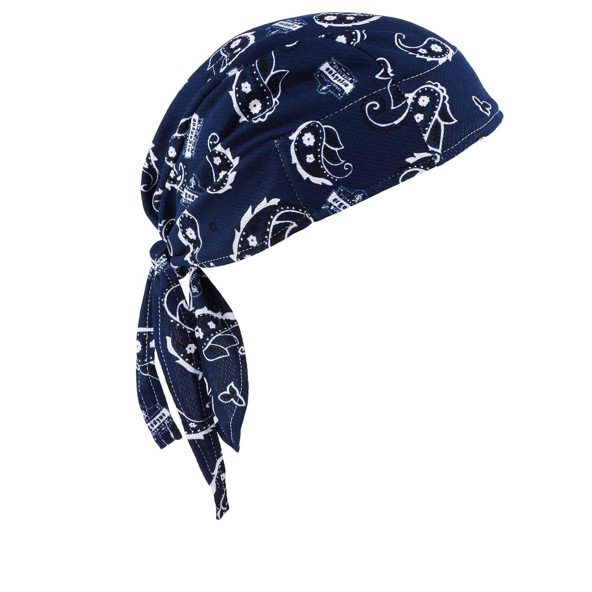 Ergodyne - Trapo de rocío Chill-Its 6615 de alto rendimiento, color camuflaje - Azul marino Western - Gorro Dew Rag