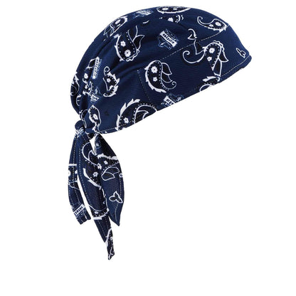 Ergodyne - Trapo de rocío Chill-Its 6615 de alto rendimiento, color camuflaje - Azul marino Western - Gorro Dew Rag