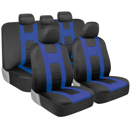 BDK - Juego completo de fundas para asientos de automóvil CarXS Forza Blue, fundas para asientos delanteros bicolores con funda de asiento trasero a juego para automóviles, protectores de asiento de automóvil de politela con diseño de banco dividido, fundas p