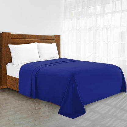 Elegant Comfort Sábana Plana de Microfibra de Lujo - California King - Azul Royal