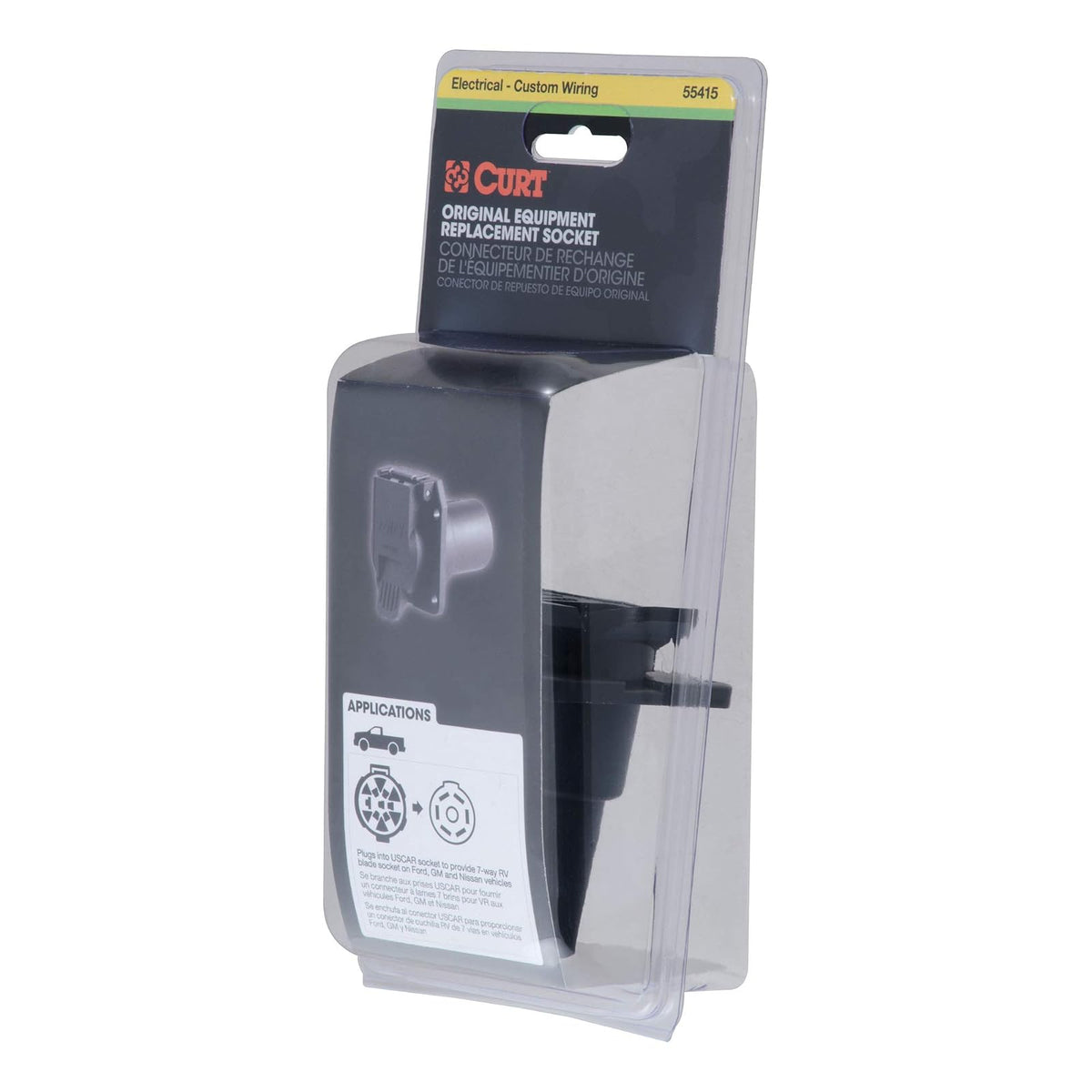 Curt 55415 - Conector de Repuesto para Hoja RV de 7 vías, Paquete de Remolque de fábrica y Enchufe USCAR requerido, Color Negro