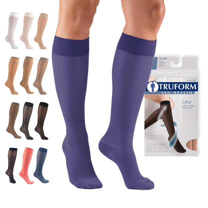 Truform Medias de Compresión 15-20 mmHg, Largo Hasta la Rodilla - XL - Purple