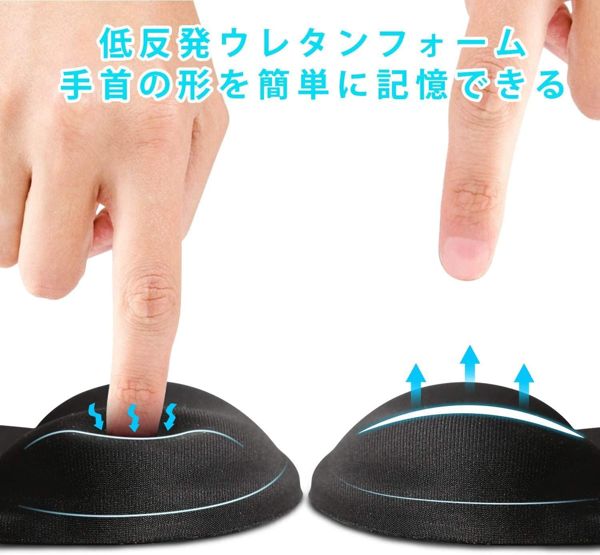 Soqool - Juego de 2 Almohadillas para Orejas ergonómicas para Mouse con cómodo Apoyo de Gel para reposamuñecas y paño de Licra, Base de Poliuretano Antideslizante para facilitar el Alivio del Dolor