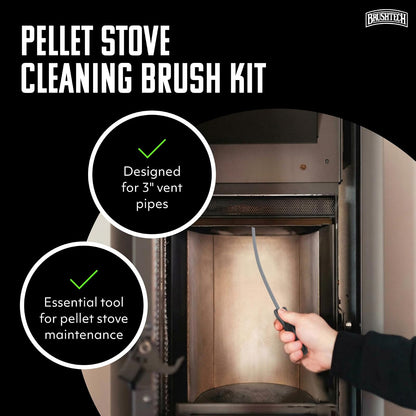 Brushtech Pellet Stove Cleaning Brush Kit de Cepillo para Polvo de Limpieza para Tubos de refrigeración de 3 Pulgadas