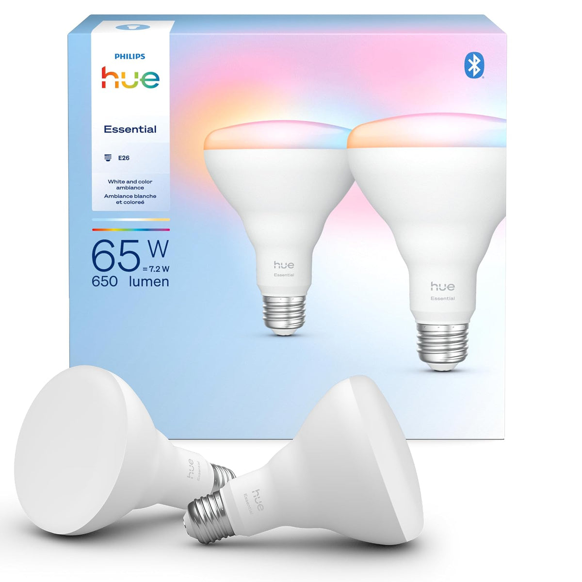 Foco LED Philips Hue Essential BR30 Blanco y Color - Paquete de 2
