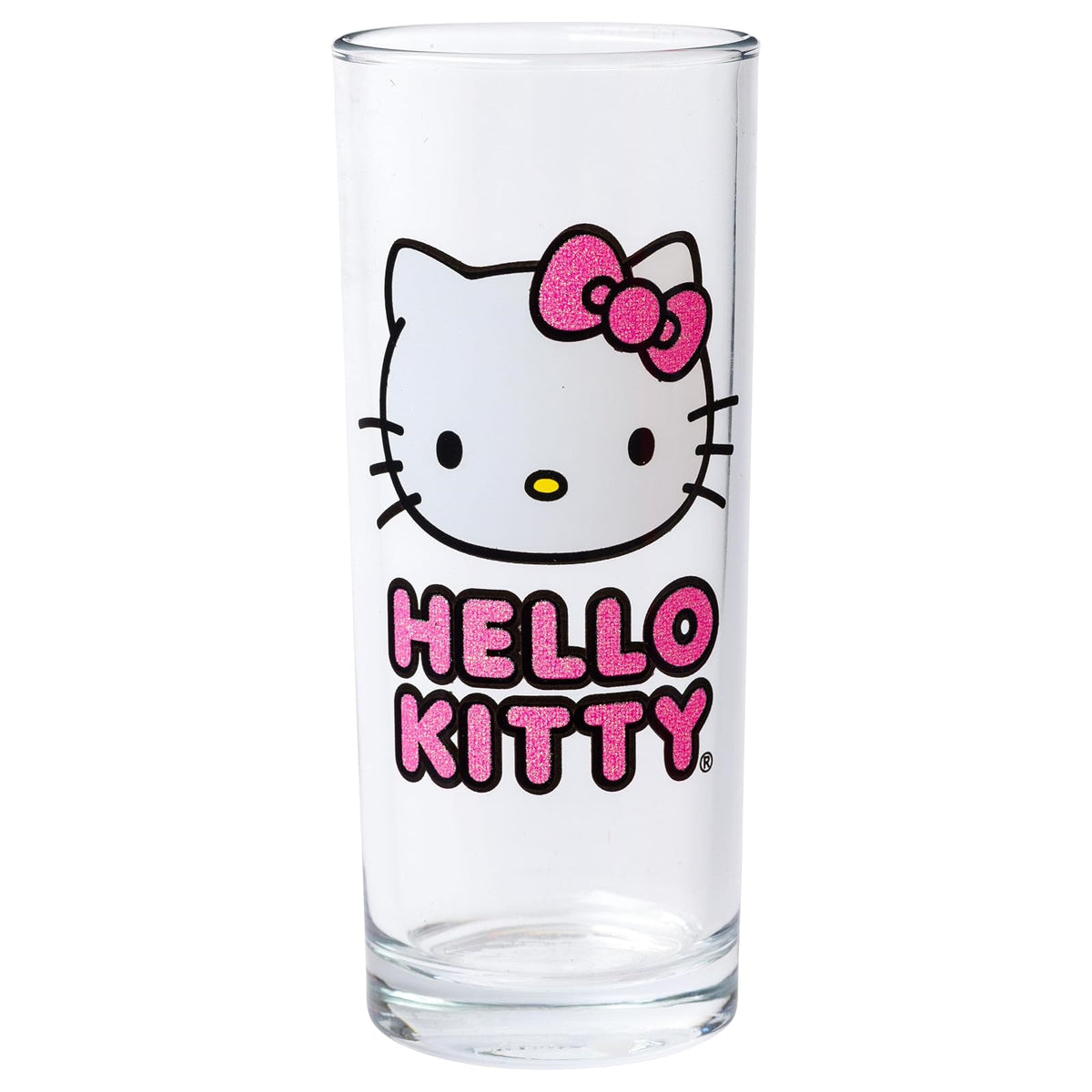 Silver Buffalo Sanrio Hello Kitty Juego de 4 vasos con purpurina, 10 onzas