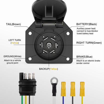 Nilight Conector de Luces de Remolque de 4 a 7 Vías, en Línea, 50051R