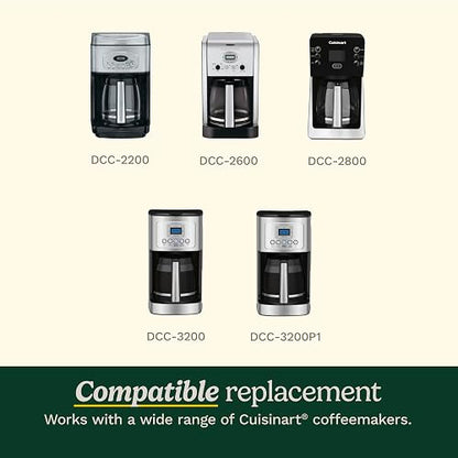 Cuisinart DCC-1200PRC Jarra de vidrio de repuesto, 12 tazas, color negro, Jarra de vidrio, Negro, 14 tazas, 1