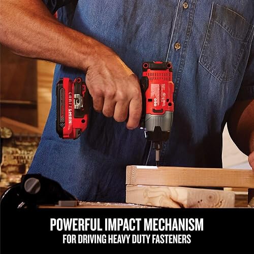 Craftsman Kit de Driver de Impacto 20V Máximo CMCF800C1 | 1/4 pulgadas, 2.800 RPM, luz LED de trabajo, batería y cargador incluidos
