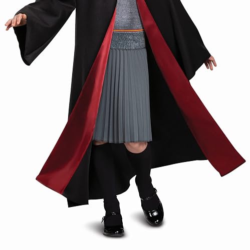 Harry Potter - Disfraz de Hermione Granger Deluxe para niñas, Negro y Rojo, Talla M (7-8)