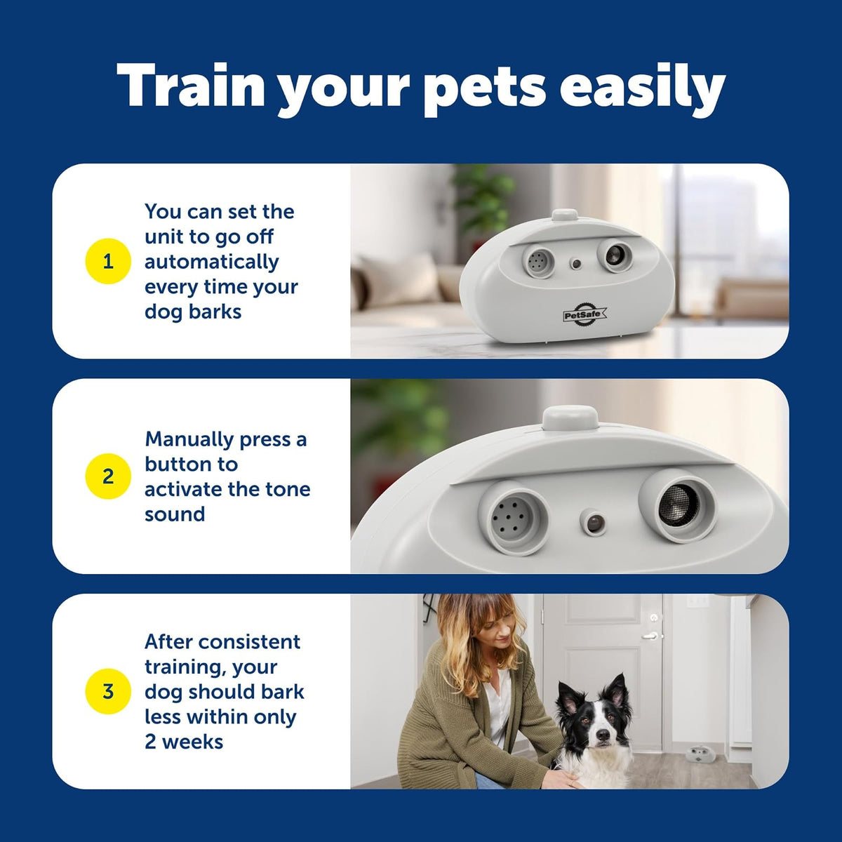 PetSafe Control de ladridos ultrasónico para Interiores, Alcance de hasta 7,6 m, sin Necesidad de Collar, antiladridos