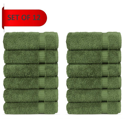 Luxury Hotel & Spa Towel 100% Genuine Turkish Cotton (Wash Cloth - Set of 12, Moss)