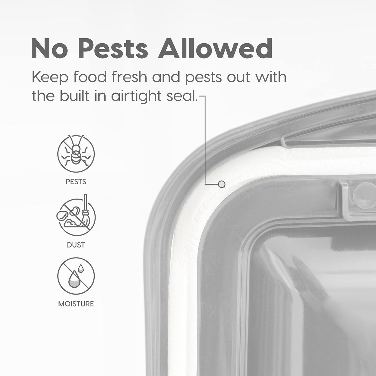 IRIS USA Contenedor para Alimento de Perro, Hasta 10 lb, Transparente/Gris | Libre de BPA, sello hermético, ideal para comida de gatos, semillas de aves, alimento de pollo, juguetes, premios y pellets