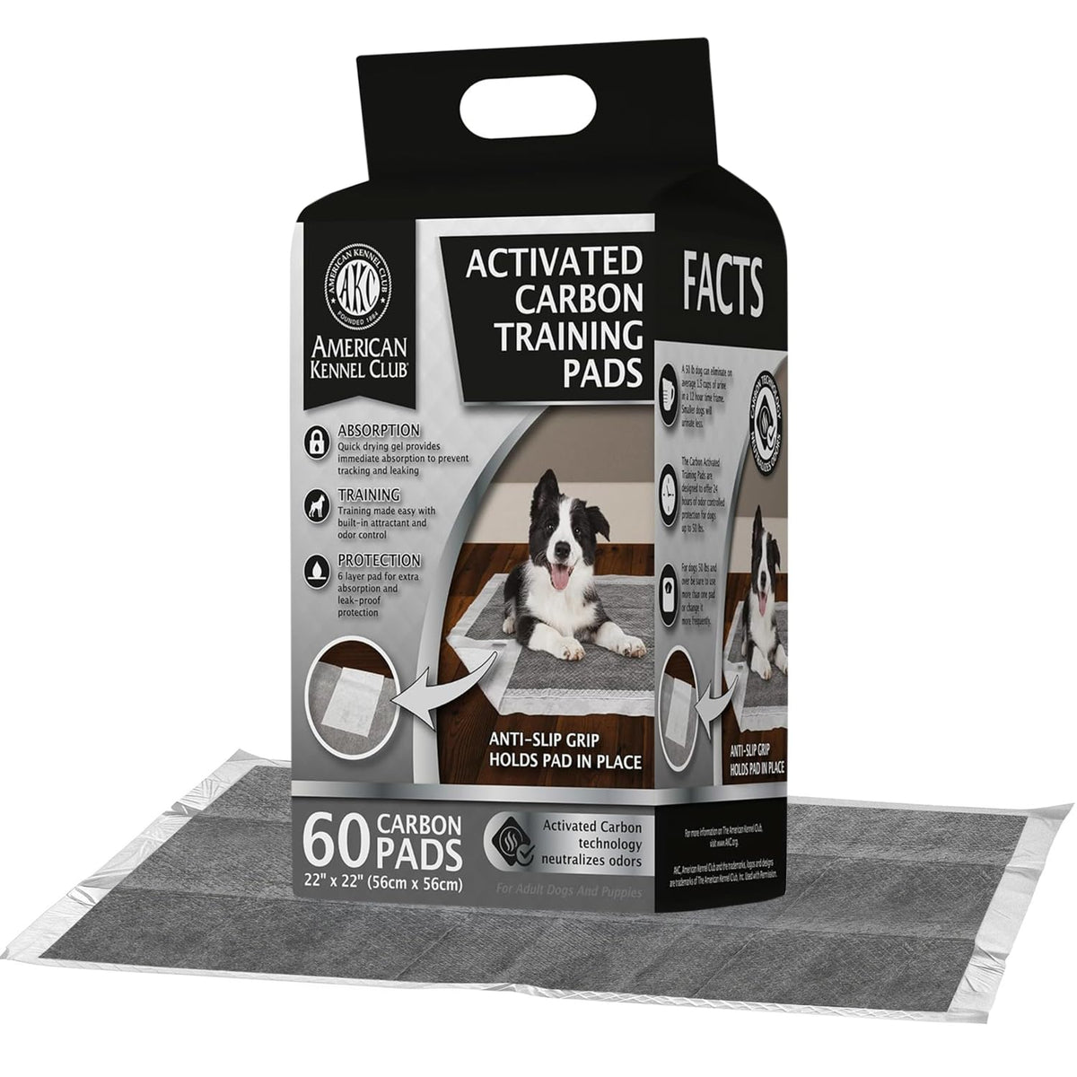 Almohadillas de entrenamiento American Kennel Club para perro, aroma fresco - Carbón - 22" x 22" - Pack of 60