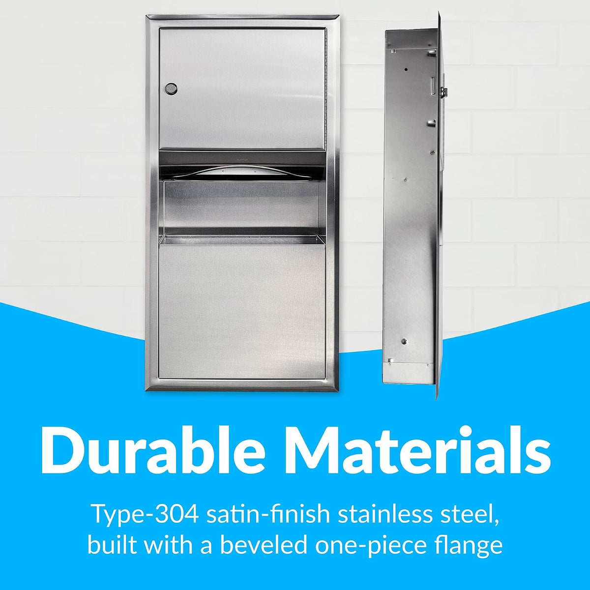 Bobrick ClassicSeries 304 Dispensador De Papel 369 | Satinado, 14 Pulg Ancho X 28 Pulg Alto, Capacidad 2 Gal, Recipiente Residuos