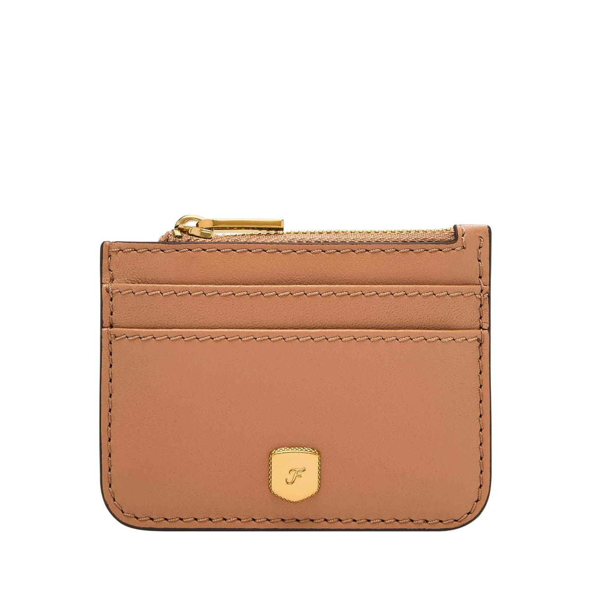 Tarjetero con Cremallera Fossil SL10078237 Lennox de piel en tono marrón para mujer