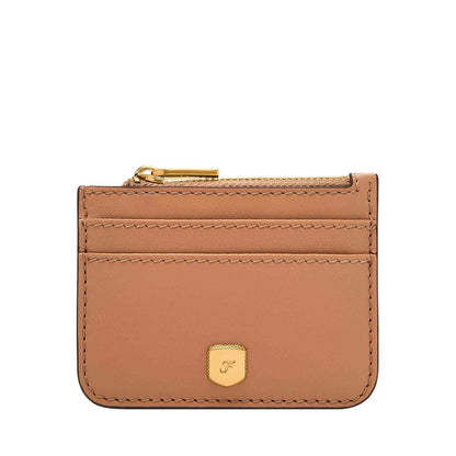 Tarjetero con Cremallera Fossil SL10078237 Lennox de piel en tono marrón para mujer