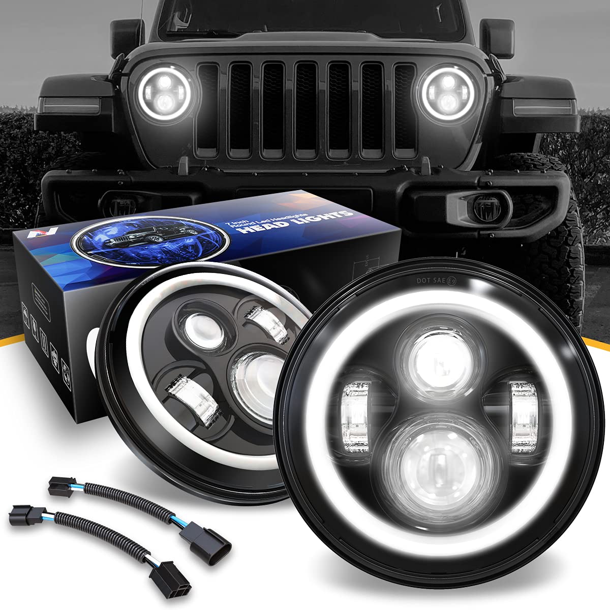 Nuvision Lighting NVL-FL-001 Luz Antiniebla LED 4" Aprobada DOT - 7" Headlights - Proyector Halo LED DRL
