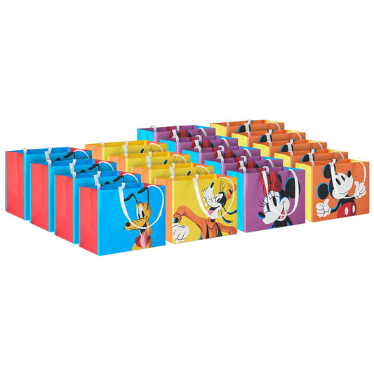 Hallmark Disney - Mini bolsas de regalo de 4 pulgadas (18 bolsas: Mickey, Minnie, Goofy, Pluto) para recuerdos de fiesta, tarjetas de regalo, golosinas en el aula