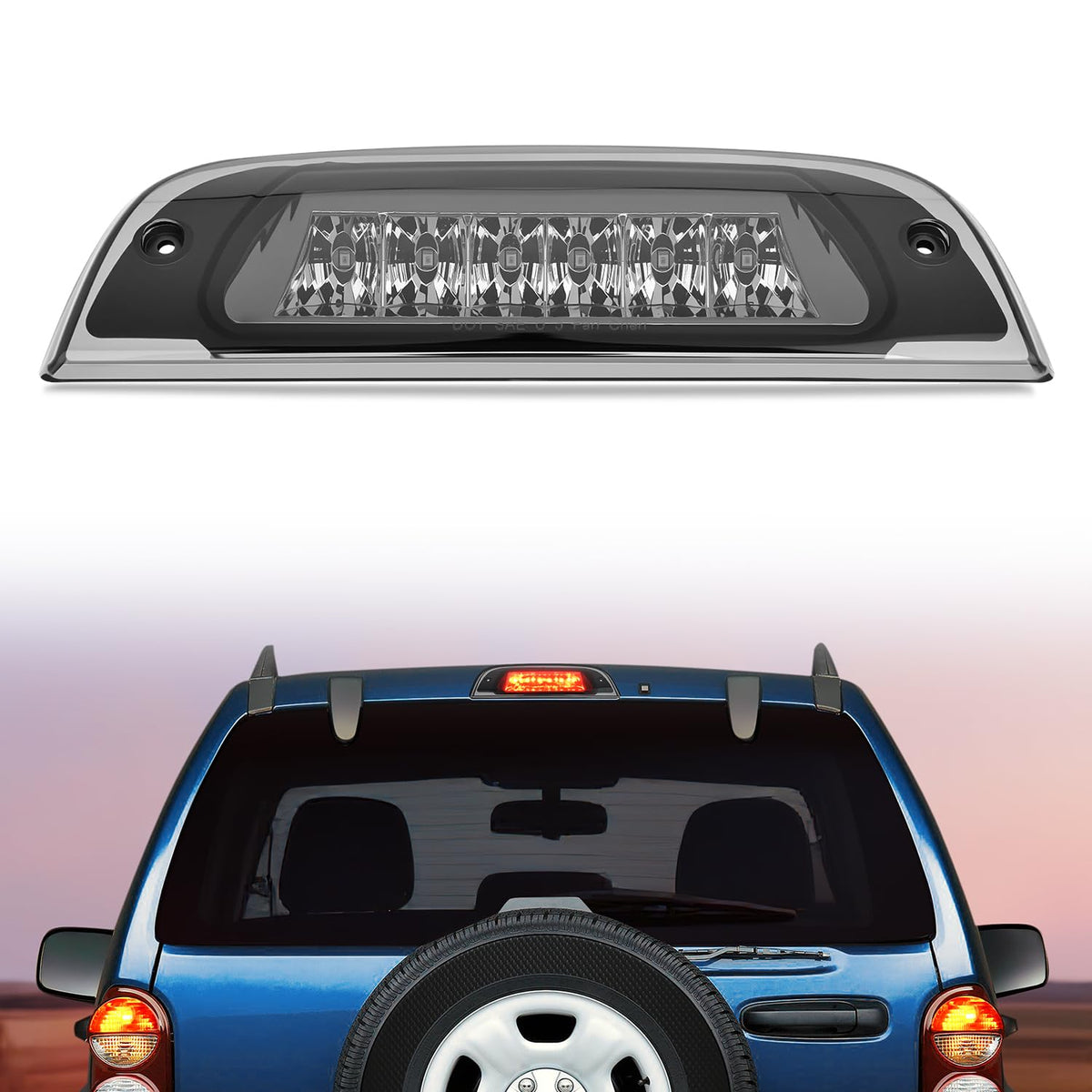 Nilight Luz de Freno Trasera de Montaje Alto - Lente Ahumada - Liberty 2002-2007 S - Para Jeep