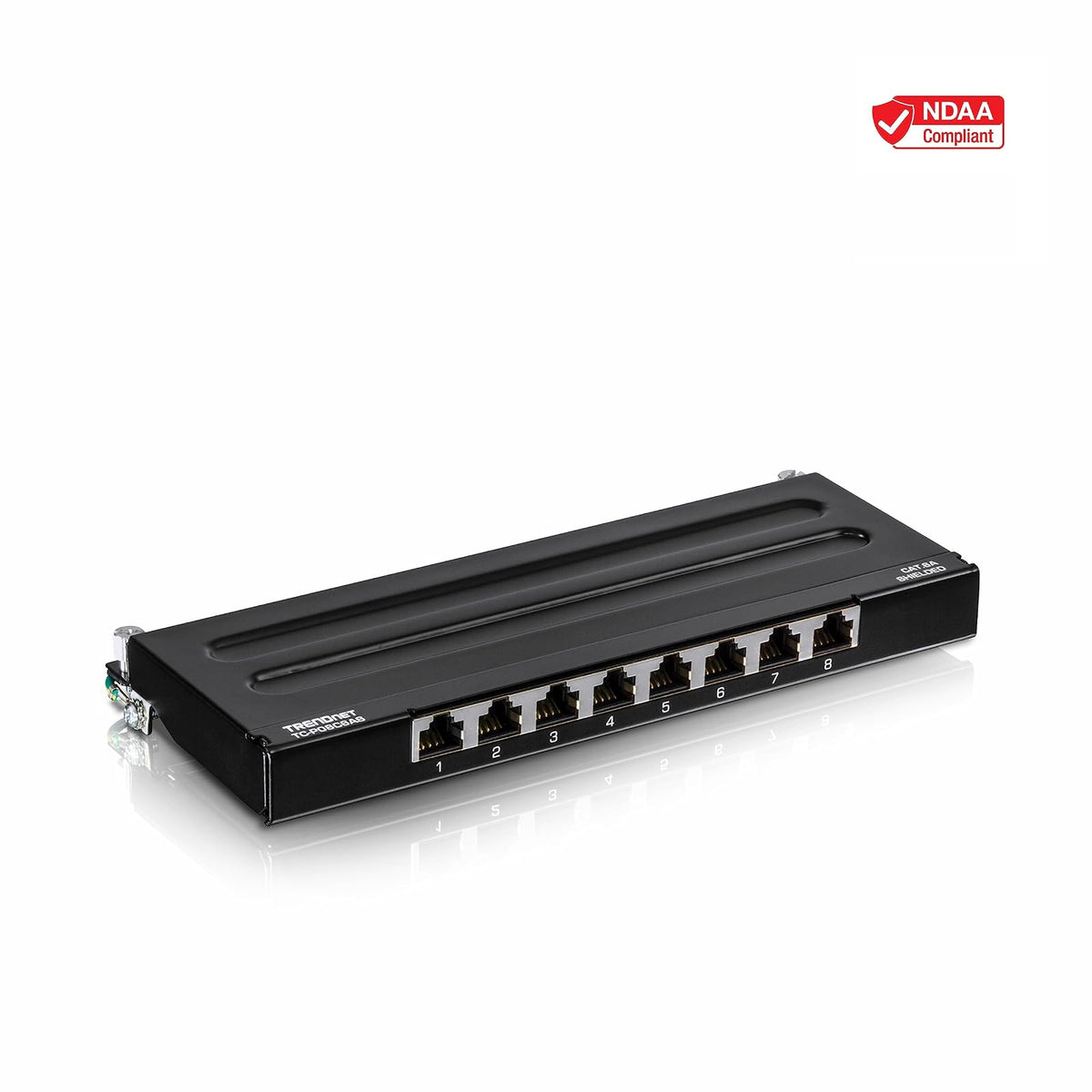 TRENDnet - Panel de conexión blindado Cat6A de 8 puertos, listo para montaje en pared, listo para 10G, Cat5e, Cat6, Cat6A, carcasa de metal, etiquetado codificado por colores para cableado T568A y
