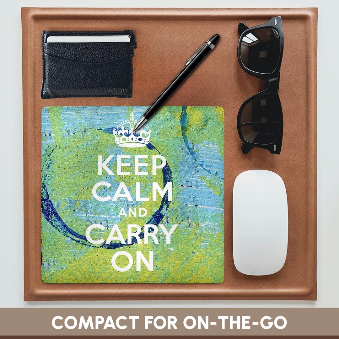 3dRose 8 x 8 x 0.25 Inches Mouse Pad, Keep Calm Mixed Media Digital Art by Angel and Spot (mp_7628_1)