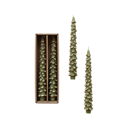 Creative Co-Op Velas Cónicas Decorativas, Juego de 2 - Oro - Evergreen - 10 inches