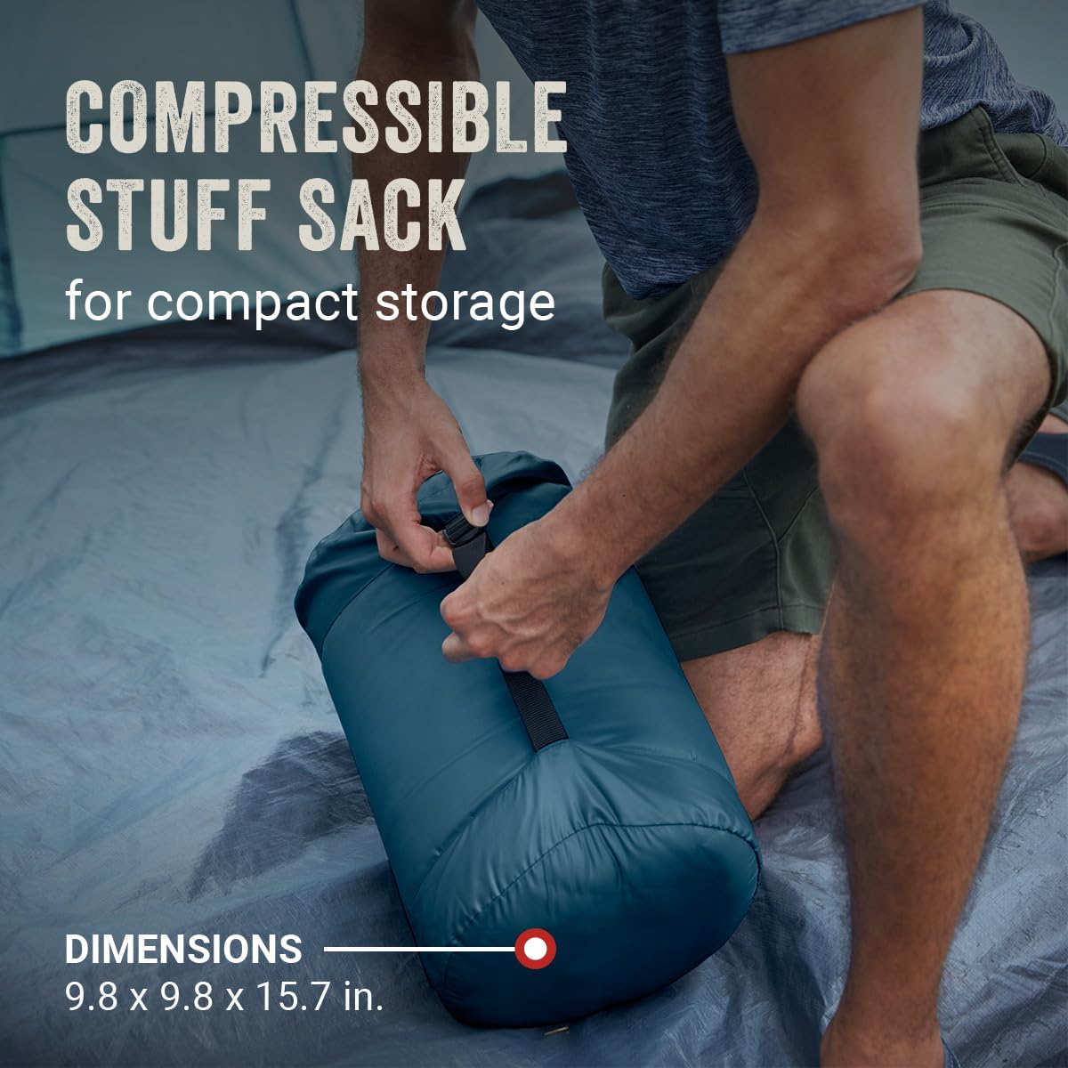 Coleman Kompact - Saco de Dormir para Adultos de 14 °F, Saco de Dormir para Clima Fresco con retención de Calor, Saco de Cosas y Cierre sin enganches, Hecho de Materiales Libres de PFAS