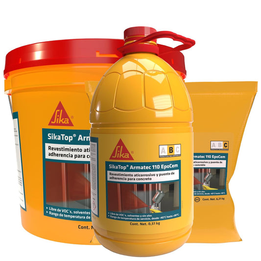 Sika - Revestimiento Anticorrosivo y puente de Adherencia para Concreto - SikaTop Armatec 110 Epocem (A+B) - Excelente Puente de Adherencia entre Acero y Concreto - Unidad de 8 Kg