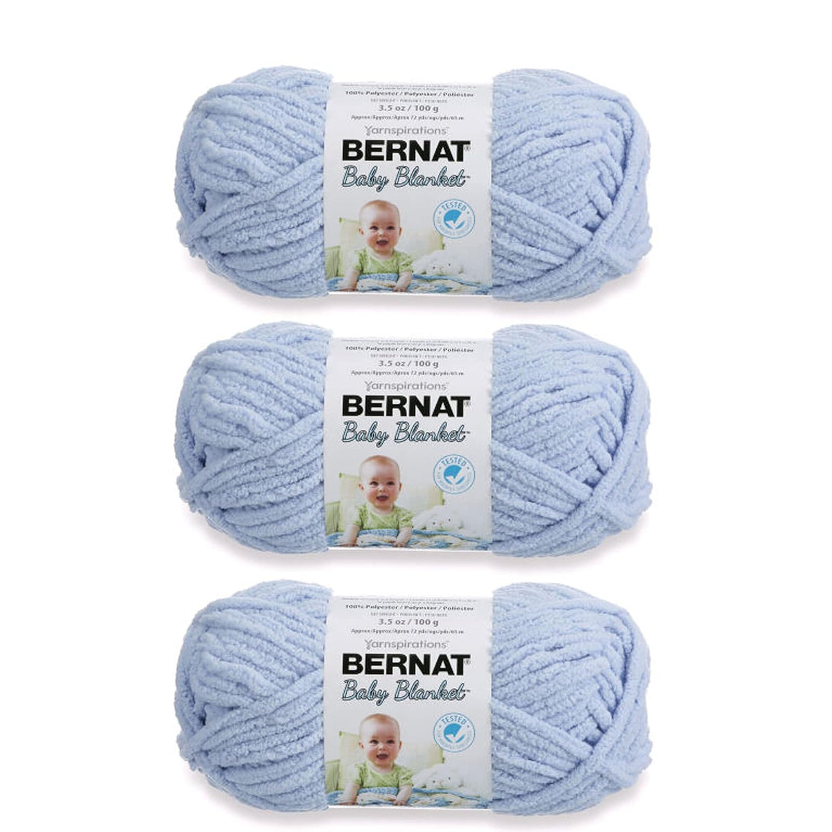 Bernat Estambre para Bebé, Paquete de 3, 100 g Poliéster - Paquete de 3 - Azul