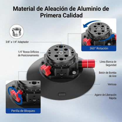 NEEWER Soporte de Succión para Cámara de 6" con Brazo Mágico de Cabeza Esférica, Soporte de Metal para Automóvil, en el Automóvil o Vidrio de Ventana con Orificios de Montaje ARRI de 1/4" 3/8",CA013