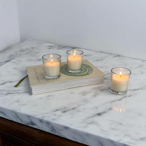 Stonebriar - Paquete de 48 velas votivas de vidrio transparente sin perfume de larga duración