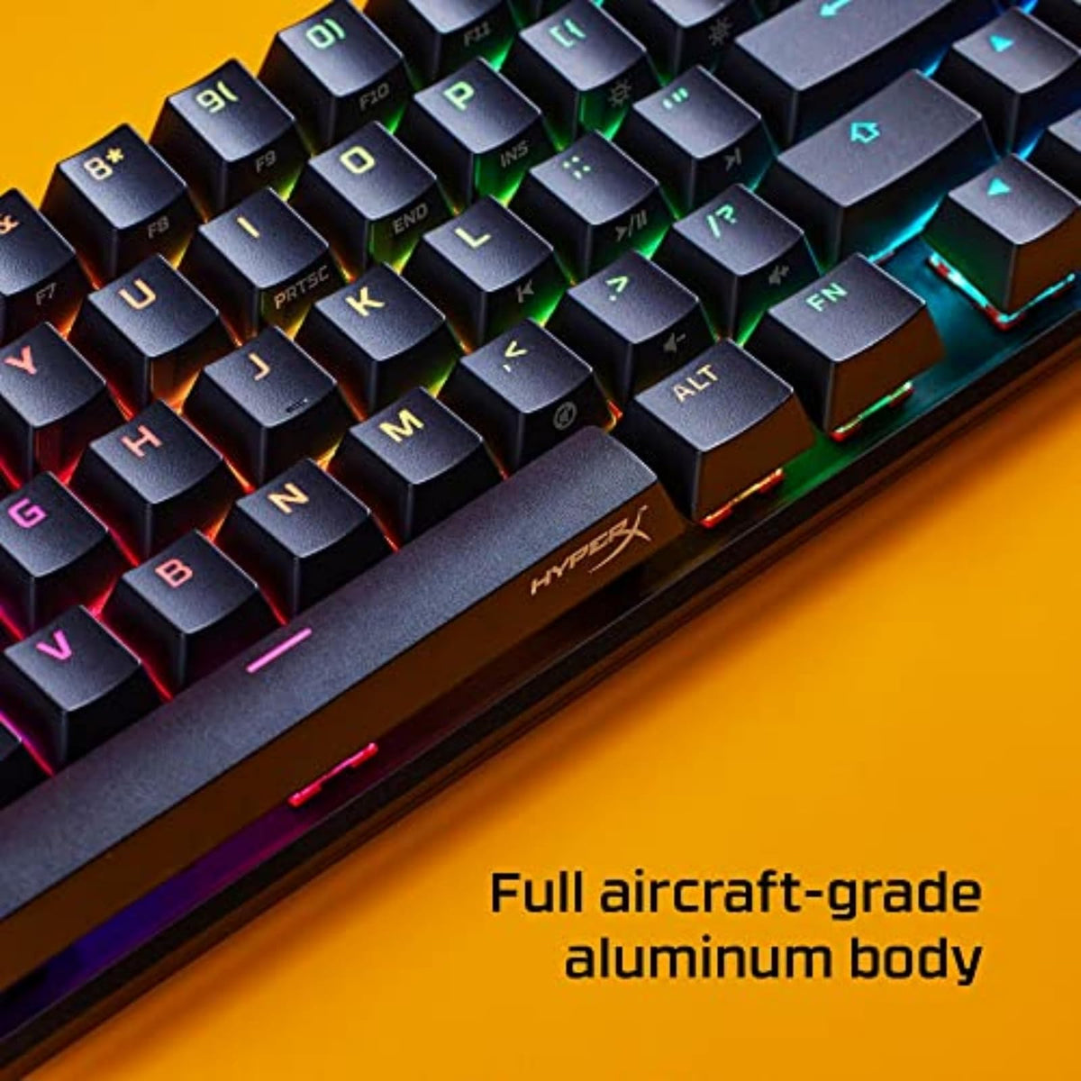 HyperX Alloy Origins 65, Teclado mecánico Gamer, Forma compacta del 65%, Aqua, Teclas PBT de Doble Disparo, Retroiluminación LED RGB, Compatible con Software NGENUITY