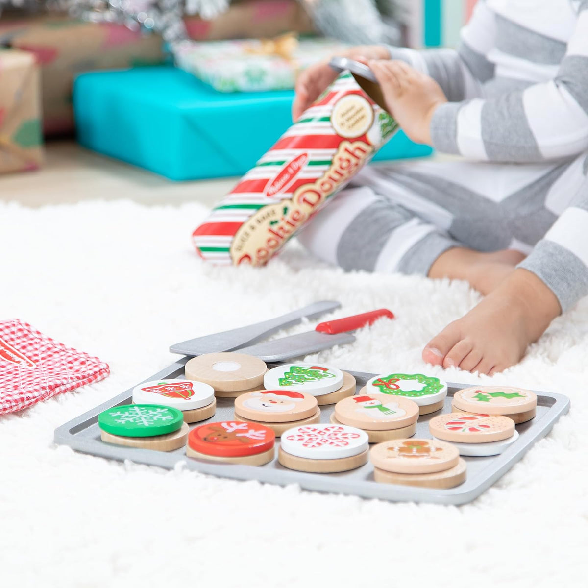 Melissa & Doug Juego de Madera Para Rebanar y Hornear Galletas de Navidad