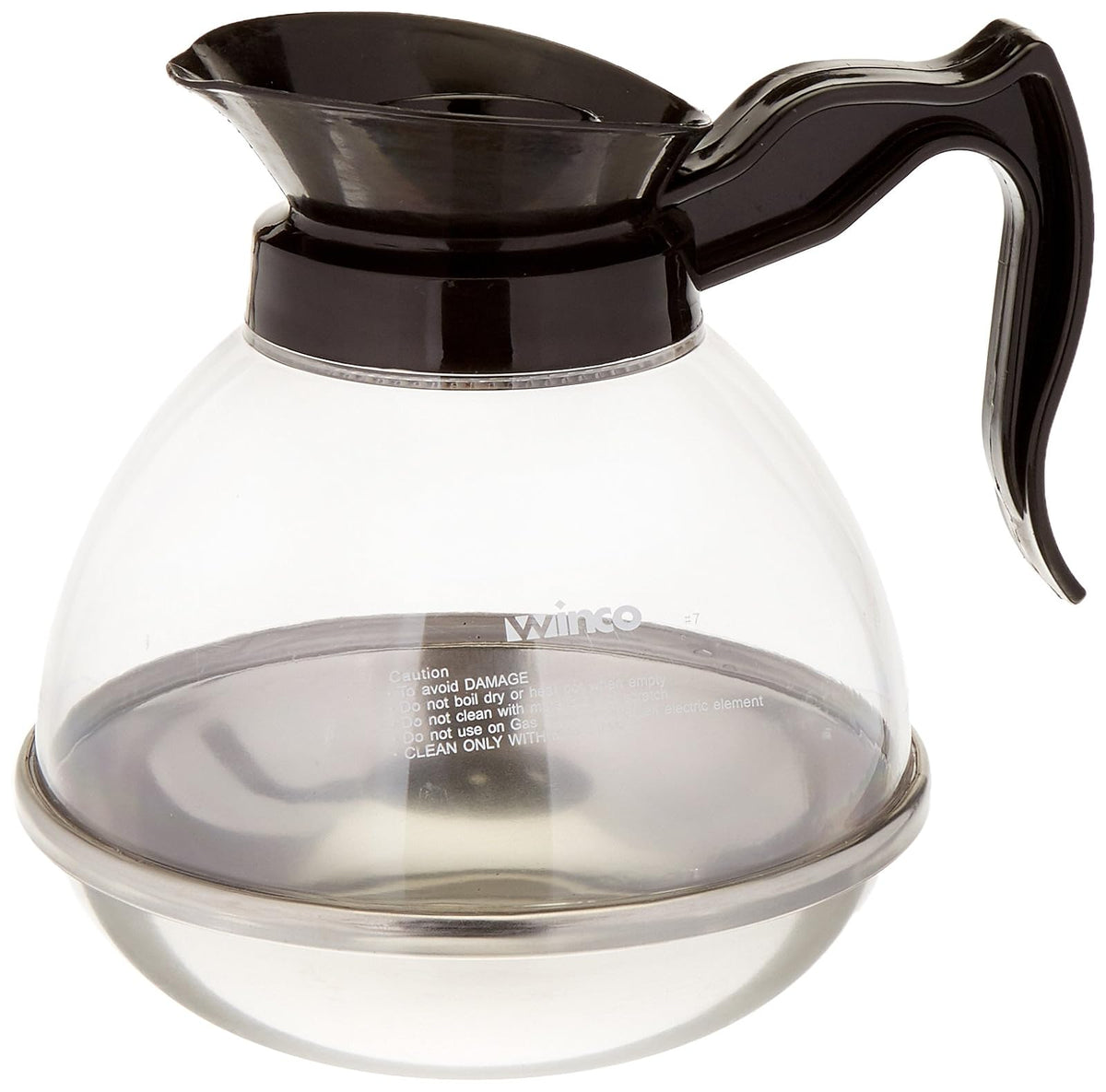 Winco Decantador de café de plástico, acero inoxidable, 64 onzas, mediano | Apto para lavaplatos, sin BPA, base de acero inoxidable, servicio de catering, ideal para agua, vino, té y mesa