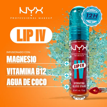 NYX Professional Makeup, Lip IV Tinta para Labios Hidratante con Efecto Gloss- Tono Mauve N Moist (Rojo Vino)