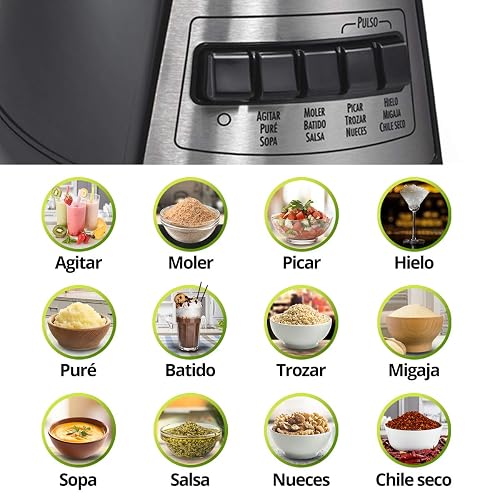 Hamilton Beach Licuadora Power Elite, con 12 Funciones, Vaso de Vidrio, 1.2 Litros, Negra (58148-MXR)