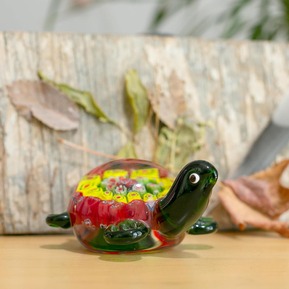 Running Tortuga de Tierra | Caparazón con Flores | Adornos para Sala, Oficina y Escritorio | Figura de Cristal Decora