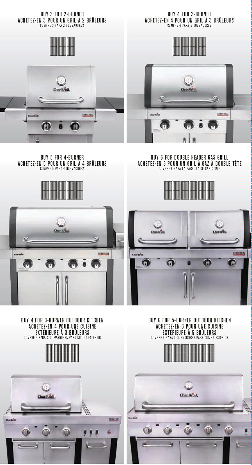 Char-Broil 3297527R04 Rejilla y emisor de Infrarrojos TRU-Serie Profesional, Firma/Comercial, Paquete de 1, Gris