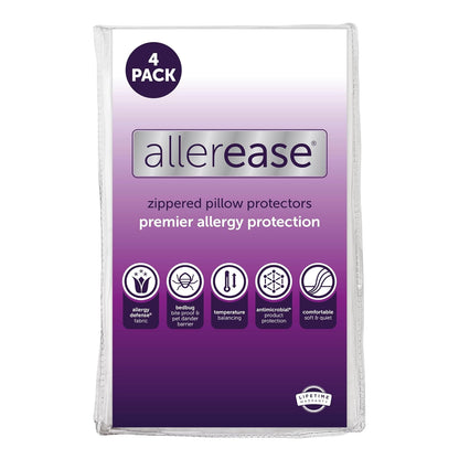 AllerEase Protectores de Almohada Antialérgicos - Paquete de 2 - Estándar - Queen - Estándar - Queen
