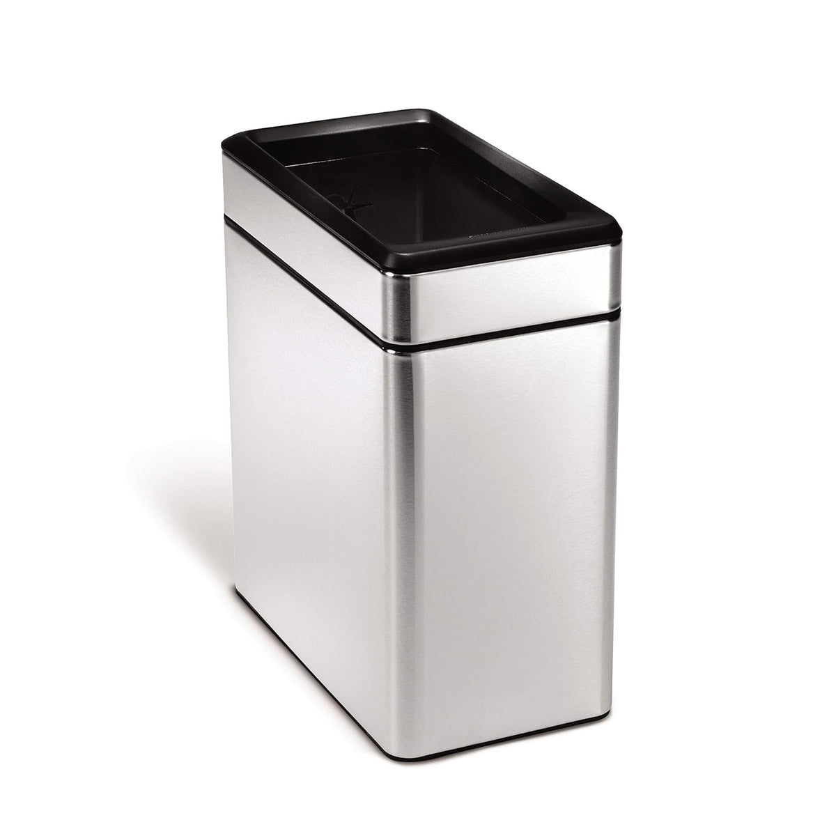 simplehuman, bote de basura abierto de perfil, acero inoxidable cepillado, 10 L