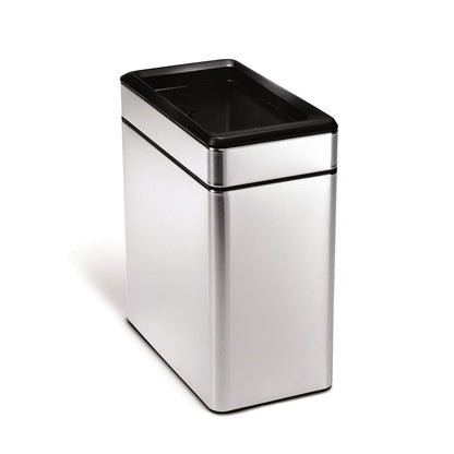 simplehuman, bote de basura abierto de perfil, acero inoxidable cepillado, 10 L